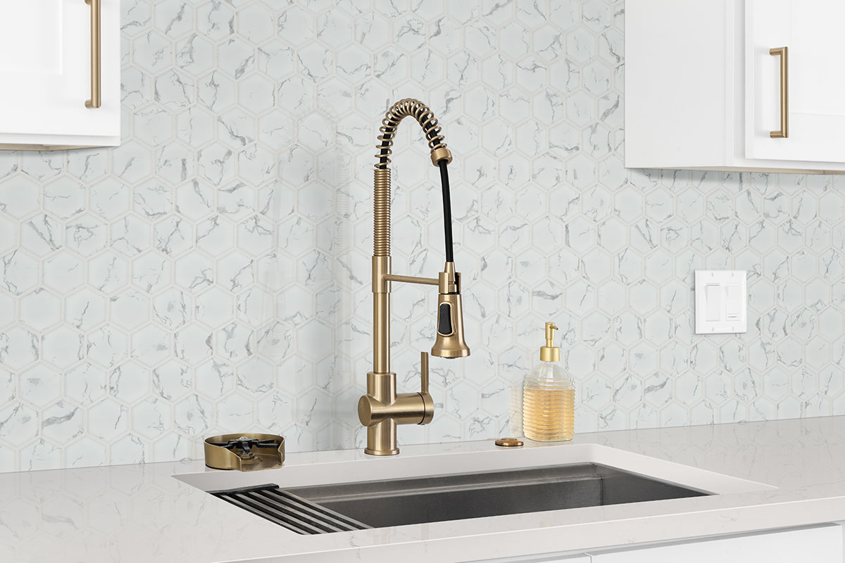 Carrara Matte 2" Hexagon backsplash in a bathroom — view 4